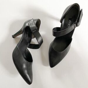 Paul Green Desire Black Leather Strappy Pumps Women’s 5.5 Pointy Toe D’orsay